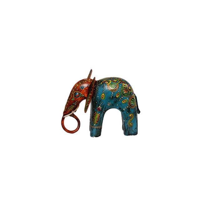 ELEFANTE CURVO AZUL CON ROJO PEQUEÑO